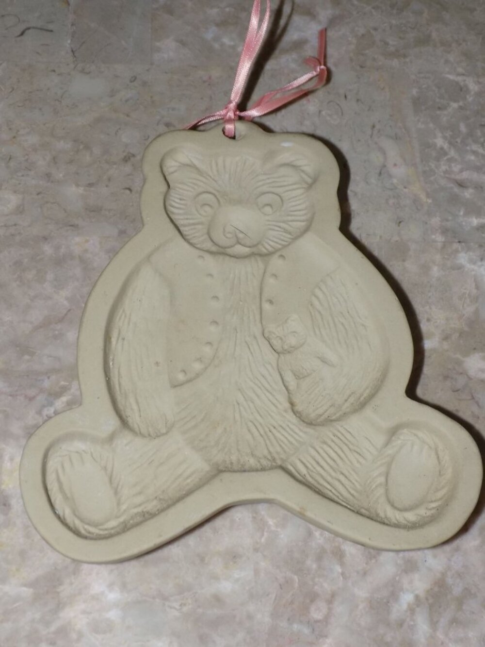 1984 Brown Bag Cookie Art teddy bear stoneware cookie mold by Hill Design